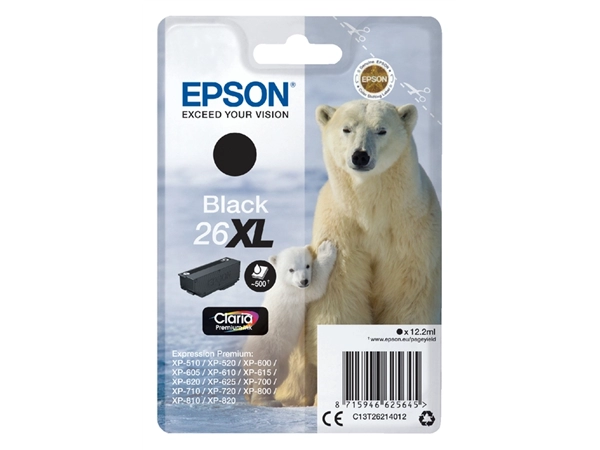 Een Inktcartridge Epson 26XL T2621 zwart koop je bij VHK Kantoorartikelen