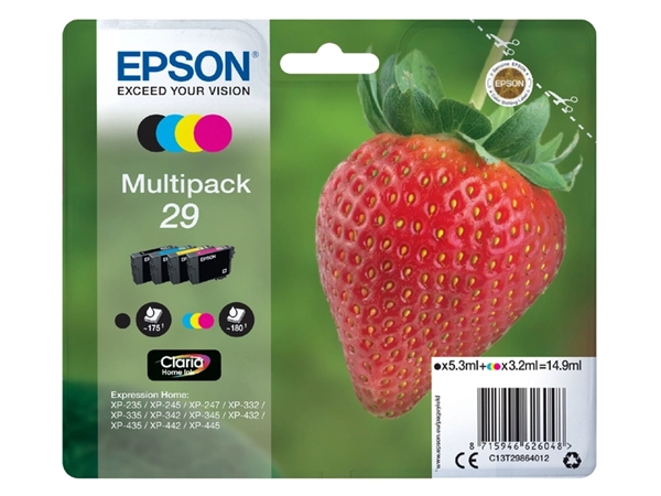 Een Inktcartridge Epson 29 T2986 zwart + 3 kleuren koop je bij VHK Kantoorartikelen