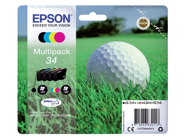 Een Inktcartridge Epson 34 T3466 zwart + 3 kleuren koop je bij VHK Kantoorartikelen