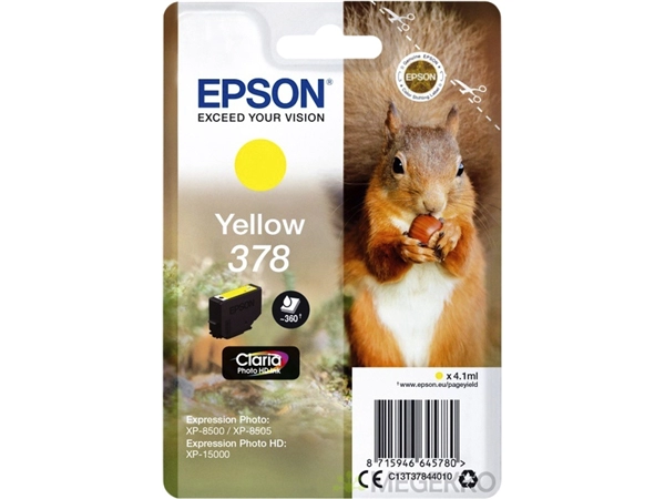 Een Inktcartridge Epson 378 T3784 geel koop je bij VHK Kantoorartikelen