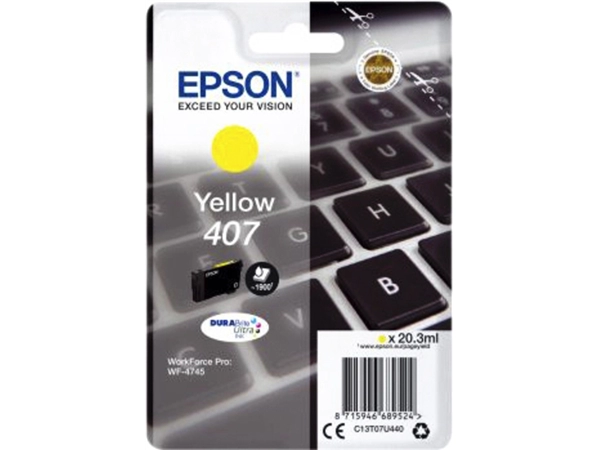 Een Inktcartridge Epson 407 T07U440 geel koop je bij VHK Kantoorartikelen