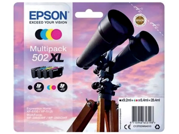 Een Inktcartridge Epson 502XL T02W6 zwart + 3 kleuren koop je bij VHK Kantoorartikelen