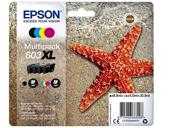 Een Inktcartridge Epson 603XL T03A6 zwart + 3 kleuren koop je bij Hoekmankantoorartikelen.nl