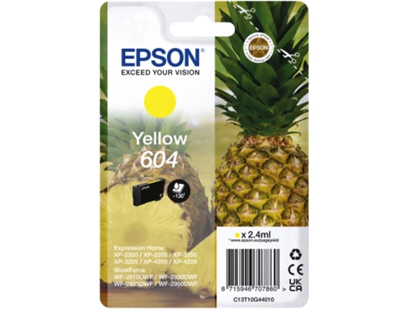 Een Inktcartridge Epson 604 T10G44 geel koop je bij VHK Kantoorartikelen