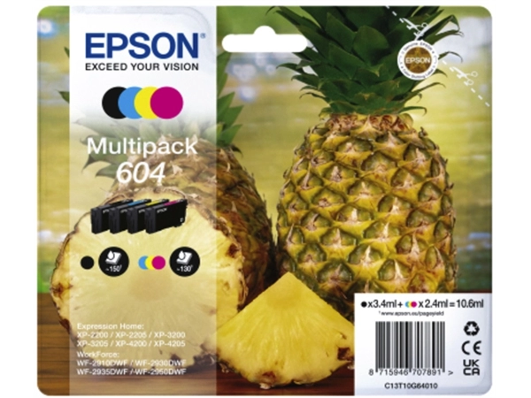 Een Inktcartridge Epson 604 T10G46 zwart + 3 kleuren koop je bij VHK Kantoorartikelen