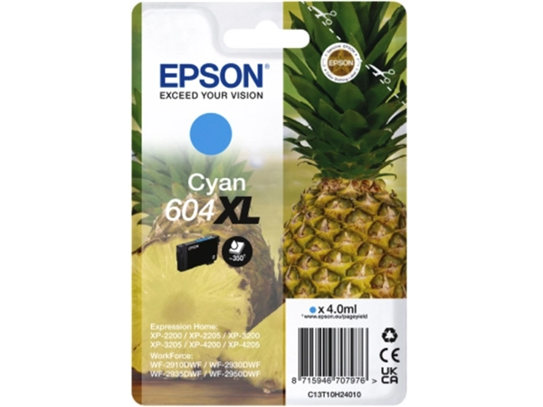 Een Inktcartridge Epson 604XL T10H24 blauw koop je bij VHK Kantoorartikelen