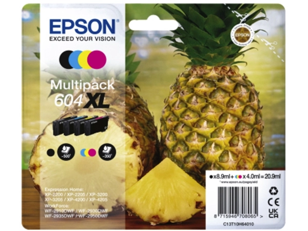 Een Inktcartridge Epson 604XL T10H64 zwart + 3 kleuren koop je bij VHK Kantoorartikelen