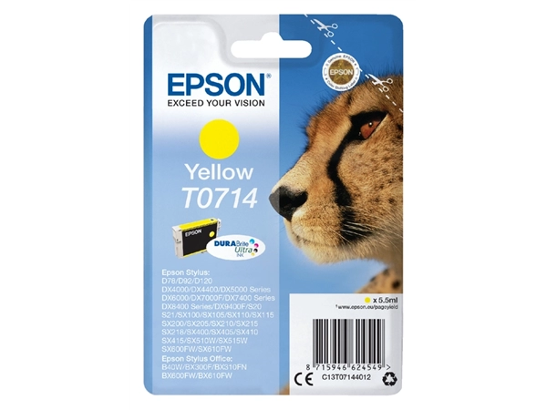 Een Inktcartridge Epson T0714 geel koop je bij VHK Kantoorartikelen