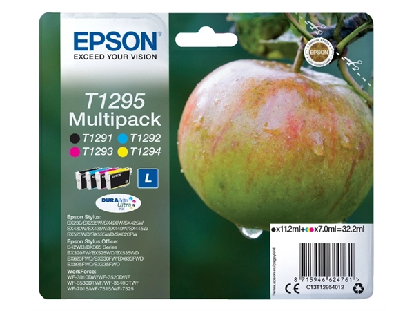 Een Inktcartridge Epson T1295 zwart + 3 kleuren koop je bij Hoekmankantoorartikelen.nl