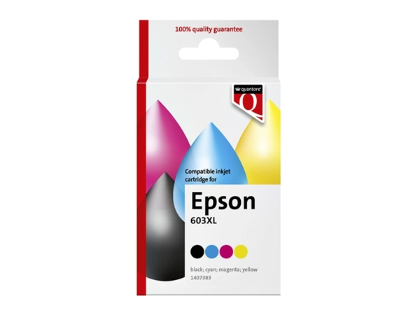 Een Inktcartridge Quantore alternatief tbv Epson 603XL zwart + 3 kleuren koop je bij Hoekmankantoorartikelen.nl