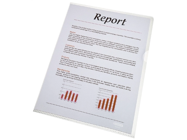 Een Insteekmap L-model Esselte standaard copy safe PP A4 transparant 100 stuks koop je bij Hoekmankantoorartikelen.nl