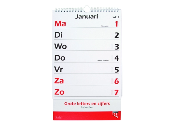 Een Kalender 2025 met grote letters en cijfers Quantore koop je bij Hoekmankantoorartikelen.nl