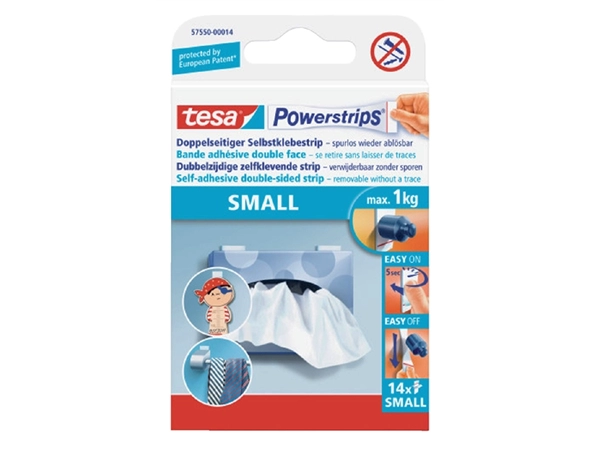 Een Kleefstrips tesa Powerstrips® SMALL dubbelzijdig 1kg 14 stuks koop je bij Hoekmankantoorartikelen.nl