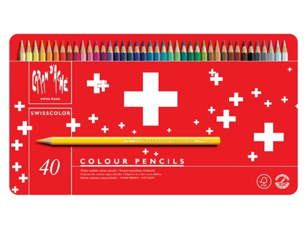 Een Kleurpotloden Caran d'Ache Swisscolor aquarel 40stuks ass. koop je bij VHK Kantoorartikelen