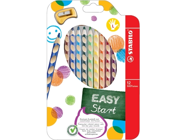 Een Kleurpotloden STABILO 331 Easycolors linkshandig inclusief puntenslijper assorti etui à 12 stuks koop je bij VHK Kantoorartikelen