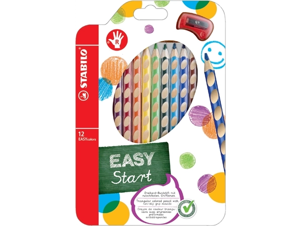 Een Kleurpotloden STABILO 331 Easycolors rechtshandig inclusief puntenslijper assorti etui à 12 stuks koop je bij VHK Kantoorartikelen