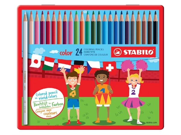 Een Kleurpotloden STABILO 979 color assorti blik à 24 stuks koop je bij VHK Kantoorartikelen