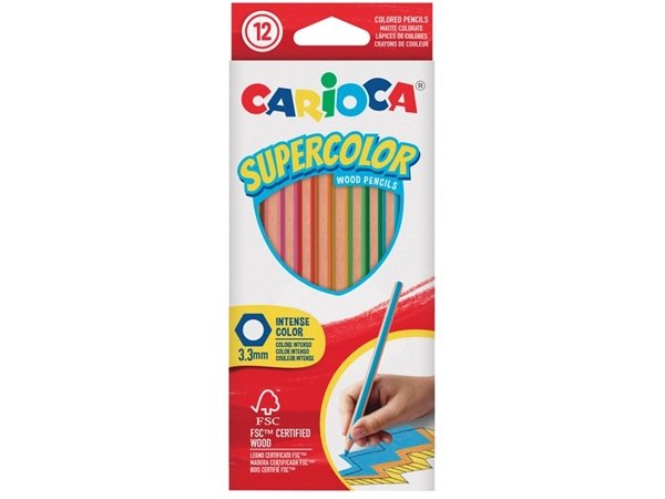 Een Kleurpotlood Carioca Supercolor set à 12 kleuren koop je bij VHK Kantoorartikelen