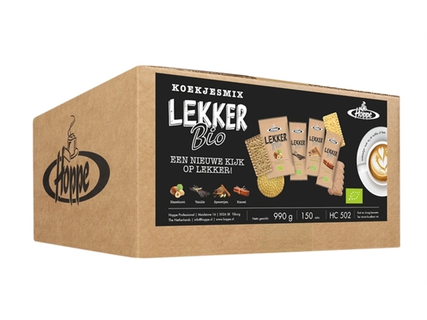 Een Koekjes Hoppe Lekker Bio koekjesmix 150 stuks koop je bij VHK Kantoorartikelen