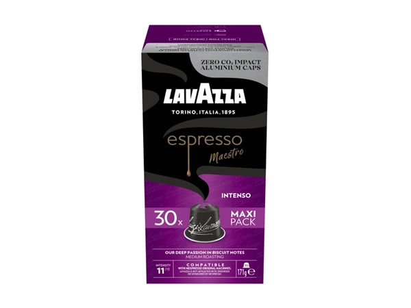 Een Koffiecups Lavazza espresso Intenso 30 stuks koop je bij VHK Kantoorartikelen