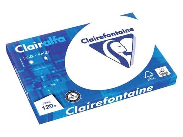 Een Kopieerpapier Clairefontaine Clairalfa A3 120gr wit 250 vel koop je bij Hoekmankantoorartikelen.nl