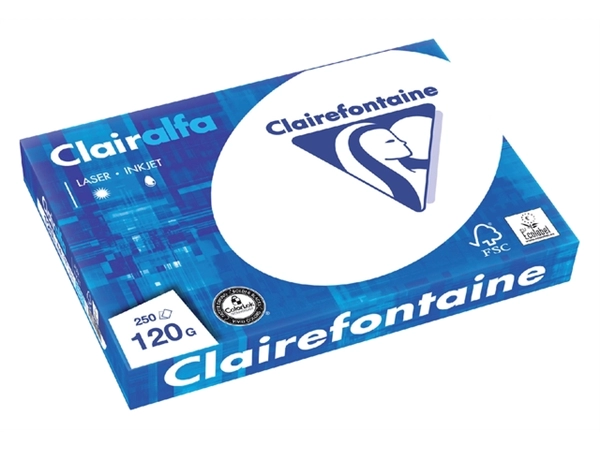 Een Kopieerpapier Clairefontaine Clairalfa A4 120gr wit 250 vel koop je bij Hoekmankantoorartikelen.nl