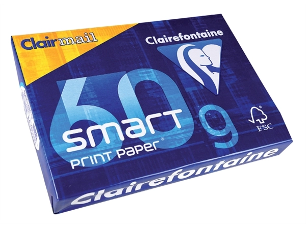 Een Kopieerpapier Clairefontaine Clairmail A4 60gr wit 500 vel koop je bij Hoekmankantoorartikelen.nl