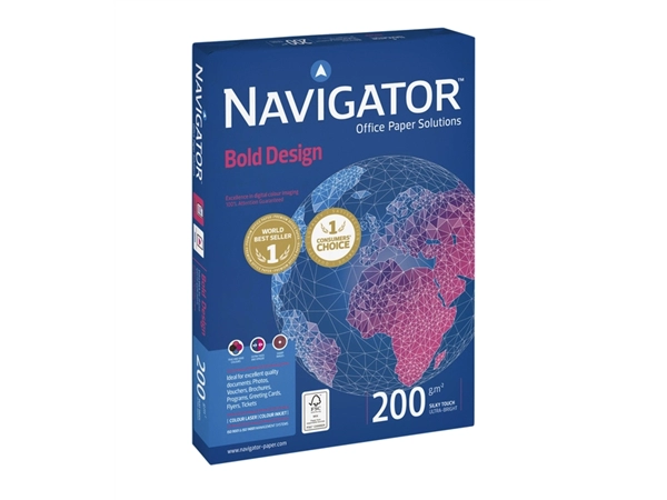 Een Kopieerpapier Navigator Bold Design A4 200gr wit 150 vel koop je bij Hoekmankantoorartikelen.nl