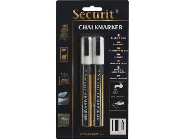 Een Krijtstift Securit SMA-510 schuin wit 2-6mm blister à 2 stuks koop je bij Hoekmankantoorartikelen.nl