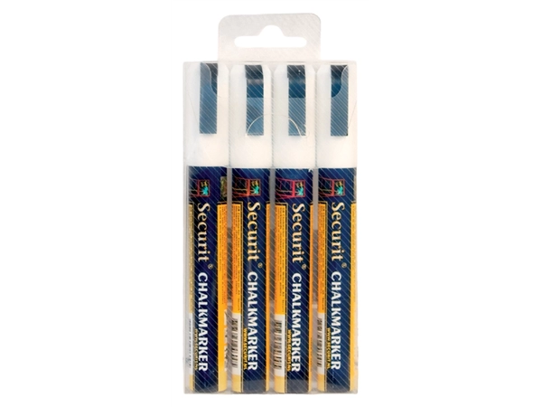 Een Krijtstift Securit SMA-510 schuin wit 2-6mm blister à 4 stuks koop je bij Hoekmankantoorartikelen.nl