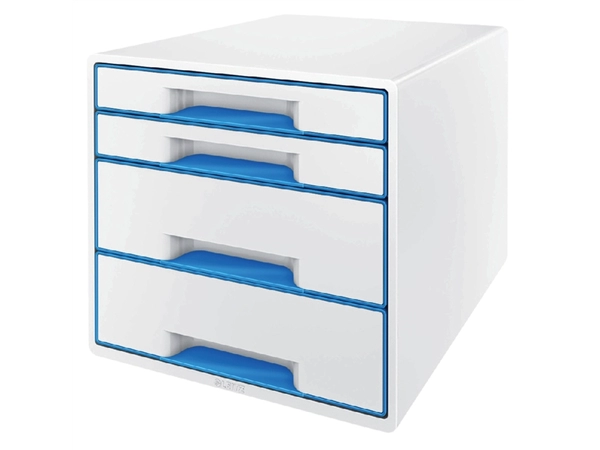 Een Ladenbox Leitz WOW 4 laden wit/blauw koop je bij VHK Kantoorartikelen