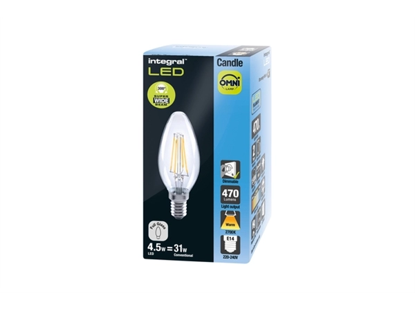 Een Ledlamp Integral E14 2700K warm wit 4.5W 250lumen koop je bij VHK Kantoorartikelen