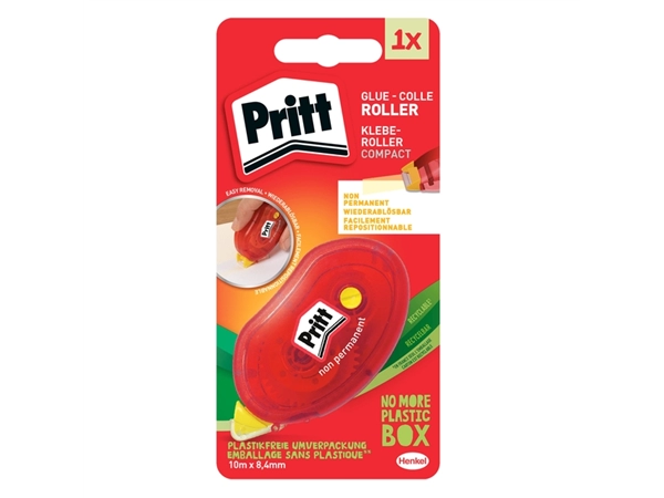 Een Lijmroller Pritt Compact non permanent 10m op blister koop je bij Hoekmankantoorartikelen.nl