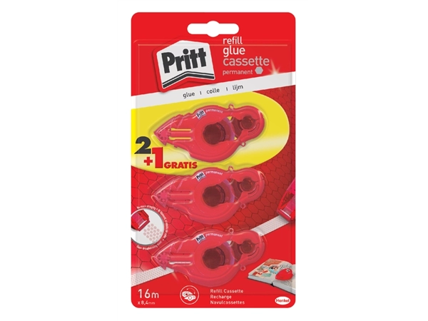 Een Lijmroller Pritt navulcassette permanent blister 2+1 gratis koop je bij Hoekmankantoorartikelen.nl