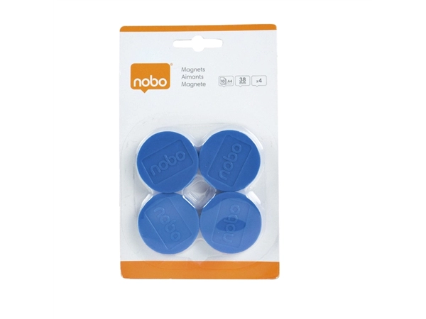 Een Magneet Nobo 38mm 800gr blauw 4 stuks koop je bij Hoekmankantoorartikelen.nl