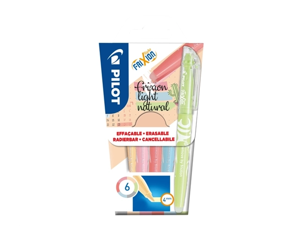 Een Markeerstift PILOT friXion light naturel assorti set à 6 stuks koop je bij VHK Kantoorartikelen