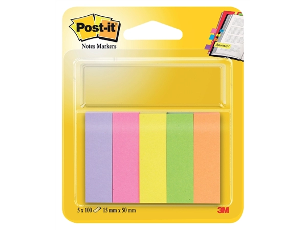 Een Markeerstrook Post-it 670 15x50mm papier assorti 5x100vel koop je bij Hoekmankantoorartikelen.nl