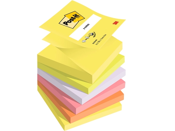 Een Memoblok 3M Post-it Z-Note R330 76x76mm ass kleur 6 stuks koop je bij Hoekmankantoorartikelen.nl