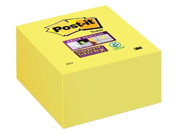 Een Memoblok Post-it 2028 Super Sticky 76x76mm kubus neon geel koop je bij Hoekmankantoorartikelen.nl