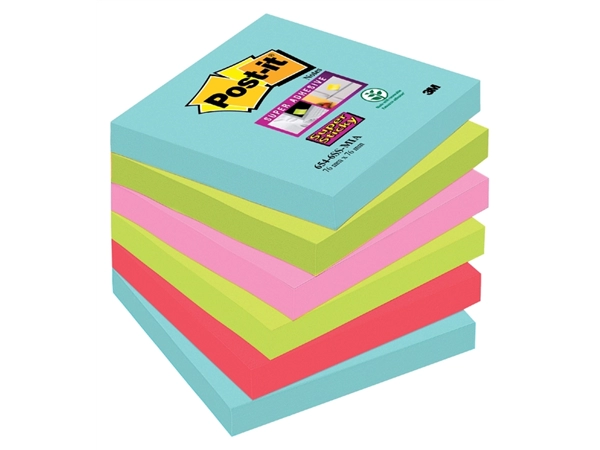 Een Memoblok Post-it 654 Super Sticky 76x76mm Cosmic 6 stuks koop je bij Hoekmankantoorartikelen.nl