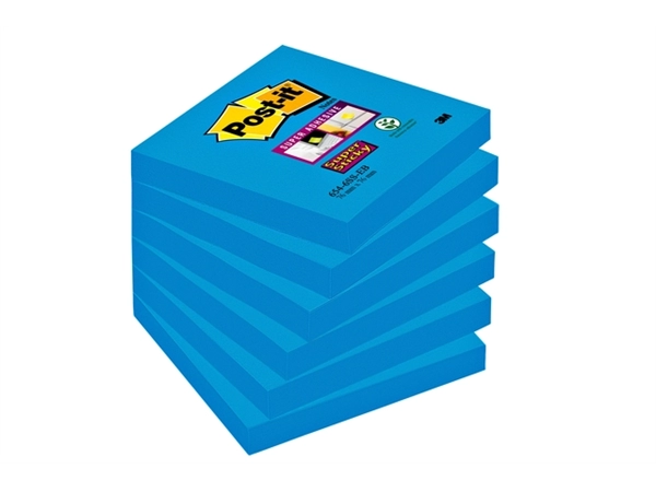 Een Memoblok Post-it 654 Super Sticky 76x76mm blauw 90 vel koop je bij Hoekmankantoorartikelen.nl