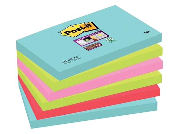 Een Memoblok Post-it 655 Super Sticky 76x127mm Cosmic 6 stuks koop je bij Hoekmankantoorartikelen.nl