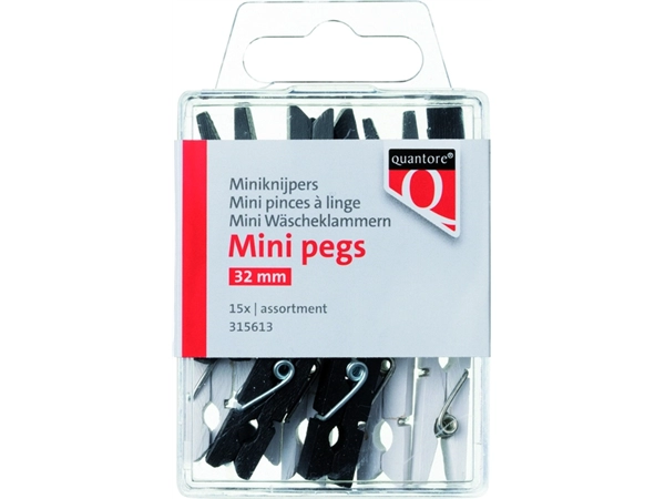 Een Miniknijper Quantore blister 34mm assorti 15 stuks koop je bij Hoekmankantoorartikelen.nl