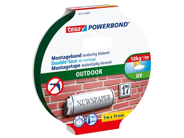 Een Montagetape tesa® Powerbond Outdoor dubbelzijdig 5mx19mm transparant koop je bij VHK Kantoorartikelen