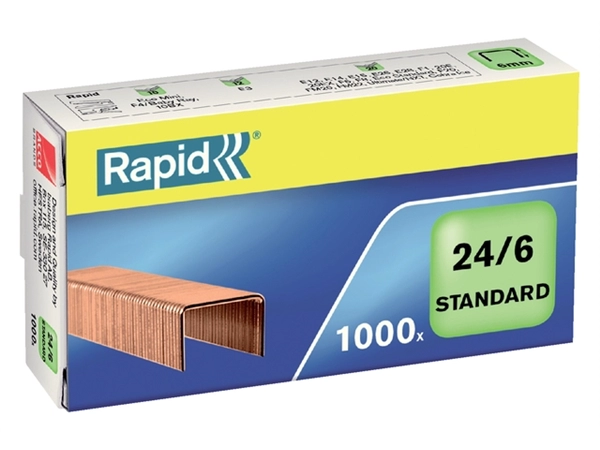 Een Nieten Rapid 24/6 verkoperd standaard 1000 stuks koop je bij Hoekmankantoorartikelen.nl