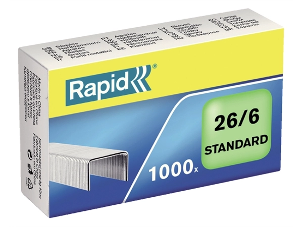 Een Nieten Rapid 26/6 gegalvaniseerd standaard 1000 stuks koop je bij Hoekmankantoorartikelen.nl