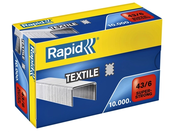 Een Nieten Rapid 43/6 textiel gegalvaniseerd strong 10000 stuks koop je bij Hoekmankantoorartikelen.nl