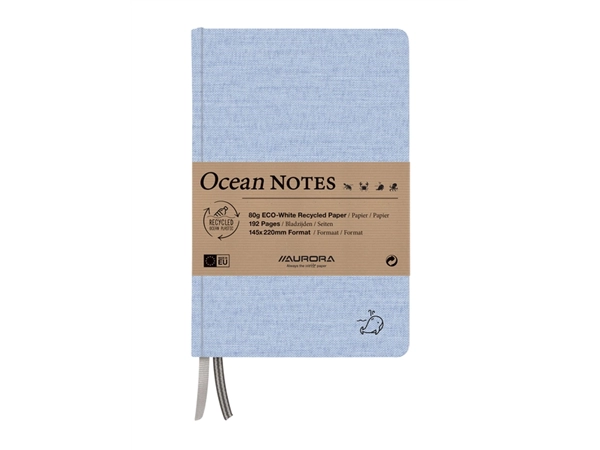 Een Notitieboek Aurora Ocean A5 192blz lijn 80gr linnenstructuur kaft blauw koop je bij VHK Kantoorartikelen