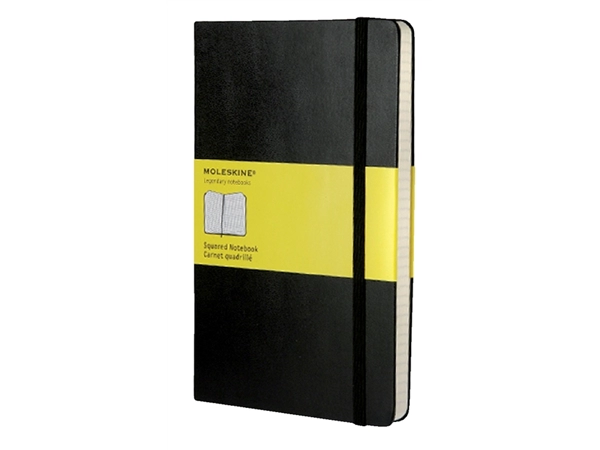 Een Notitieboek Moleskine large 130x210mm ruit 5x5 hard cover zwart koop je bij VHK Kantoorartikelen