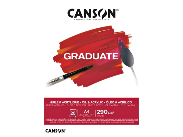 Een Olie Acrylblok Canson Graduate A4 290gr 20vel koop je bij VHK Kantoorartikelen